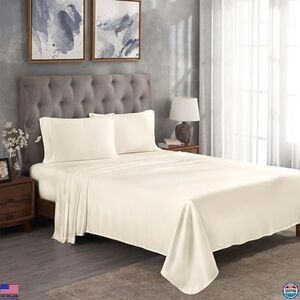 Soft Modal Bed Sheet Set, 300 Thread Count, King, Deep Pocket, Ivory